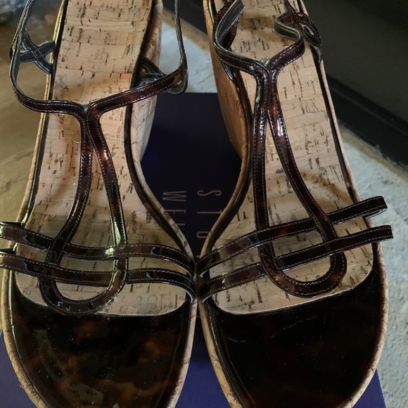 Stuart Weitzman Cognac Wedge Sandal - Picture 1 of 6